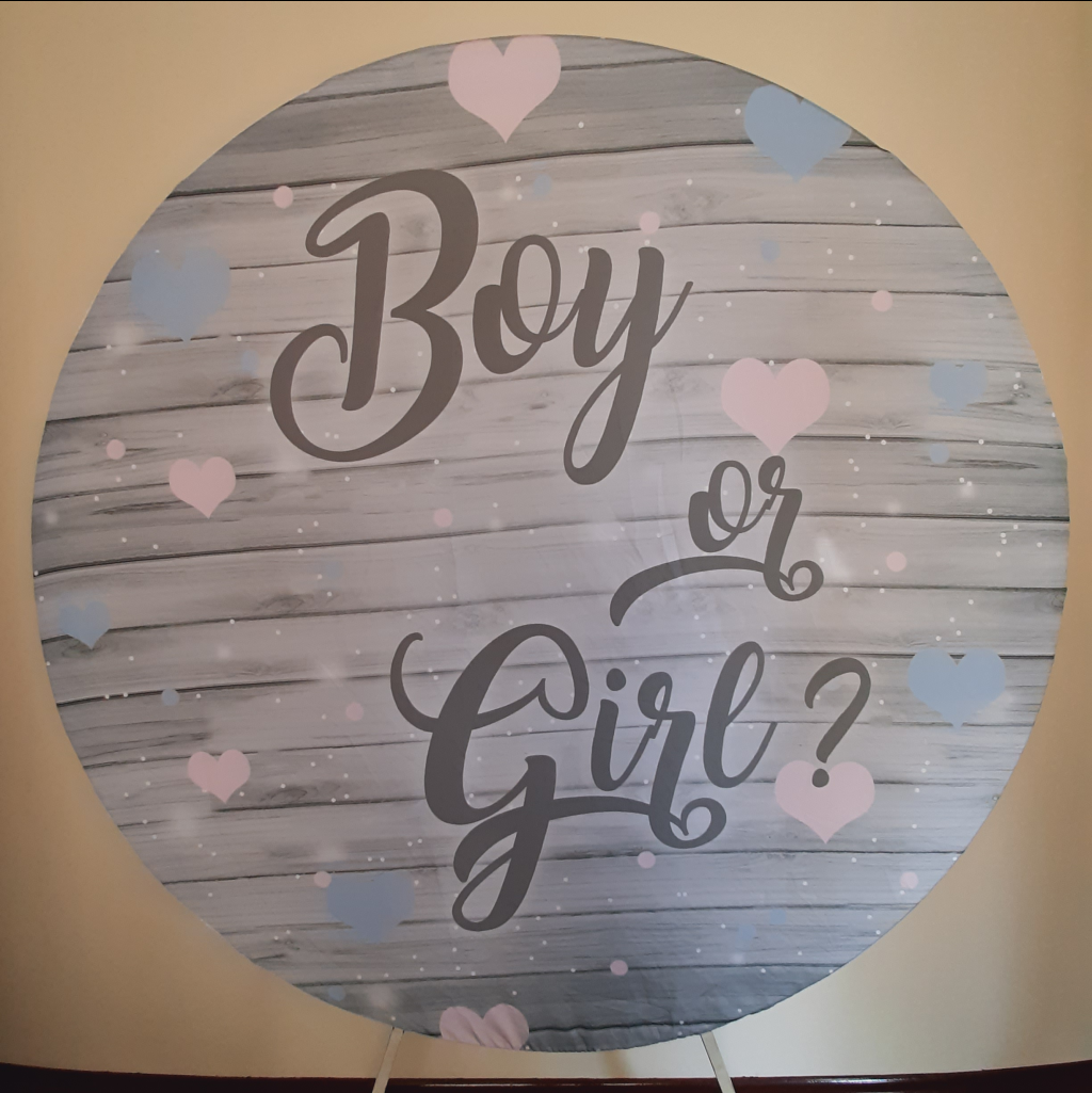 Painel Redondo Boy Or Girl Chá Revelação - Maluhe decorações 