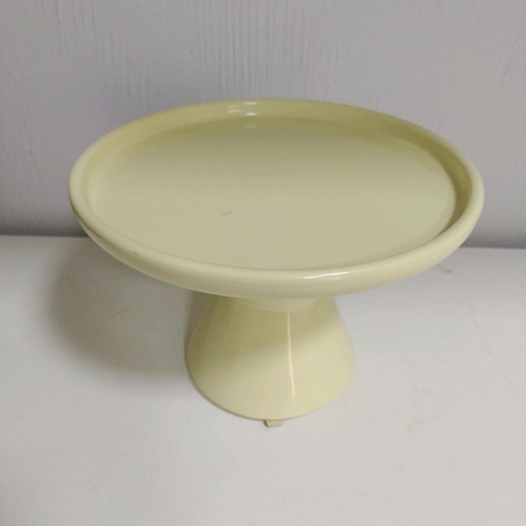 Boleira Cerâmica Amarelo Claro(D18Xa11) - Maluhe decorações 