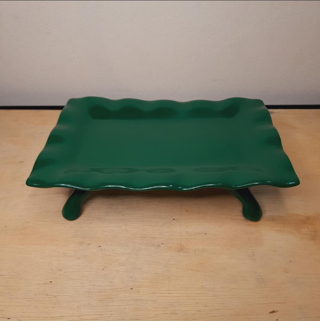 Bandeja Cerâmica Retangular Verde Escuro - Maluhe decorações 