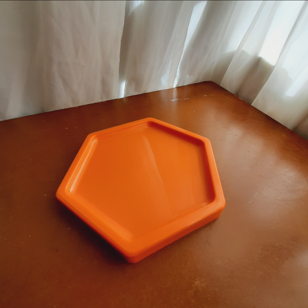 Bandeja Plástico Abs Sextavada 18Cm Laranja - Maluhe decorações 
