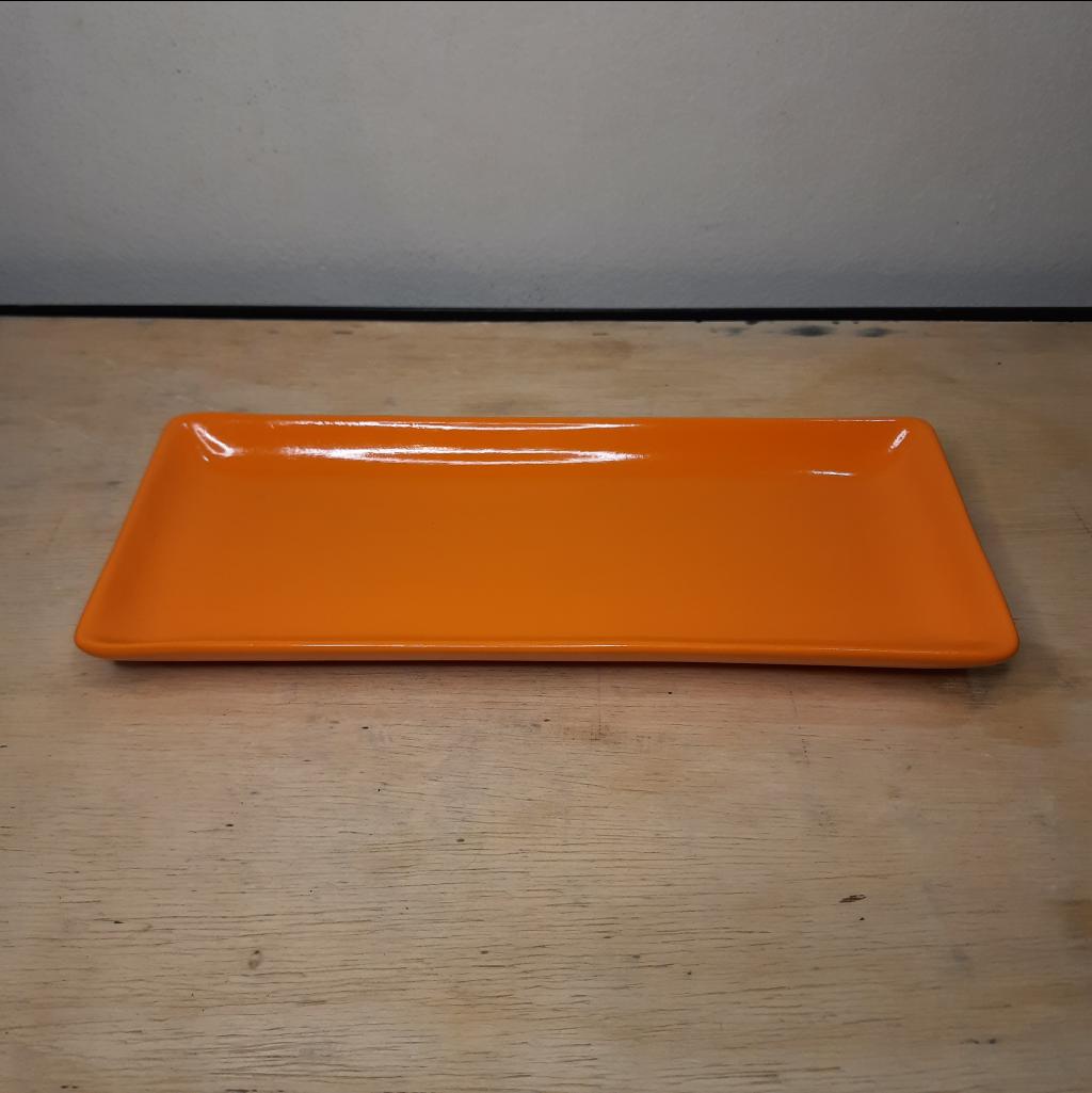 Bandeja Cerâmica Retangular Laranja - Maluhe decorações 