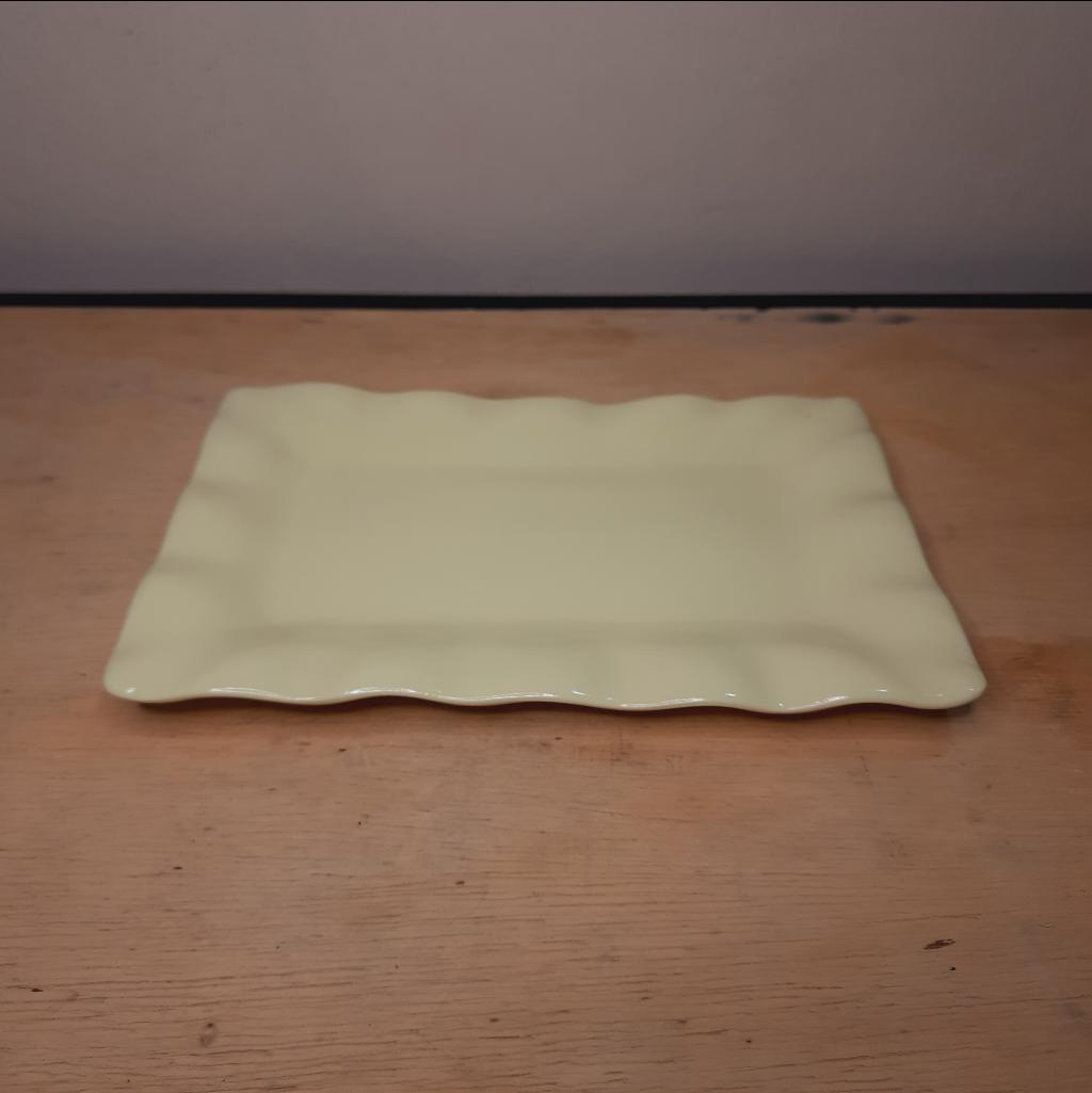 Bandeja Cerâmica Retangular Amarelo Claro - Maluhe decorações 