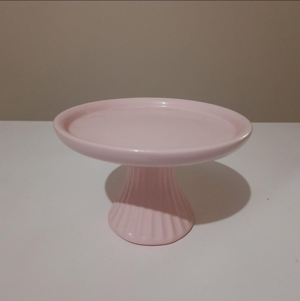 Boleira Cerâmica Tam. P Rosa Bebê - Maluhe decorações 