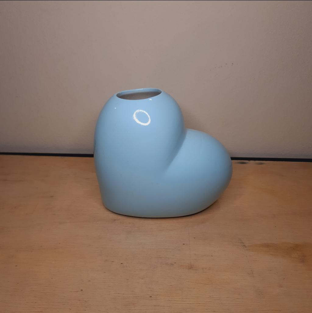 Vaso Coração Cerâmica Azul Bebê - Maluhe decorações 