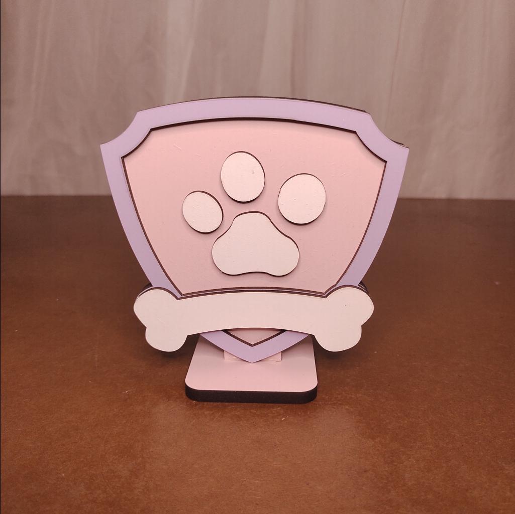 Display Escudo Patrulha Canina Rosa Mdf - Maluhe decorações 