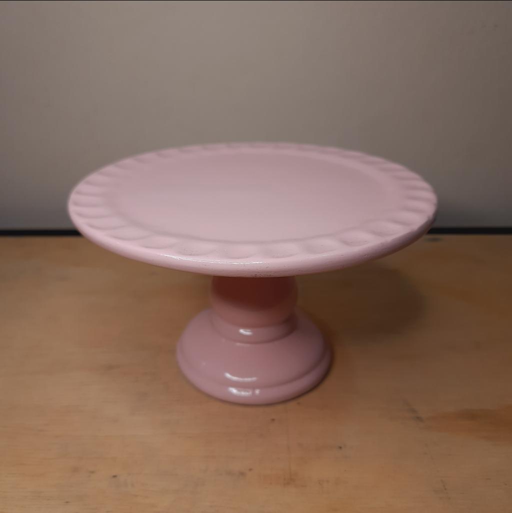Boleira Cerâmica Tam. P Rosa Bebê - Maluhe decorações 