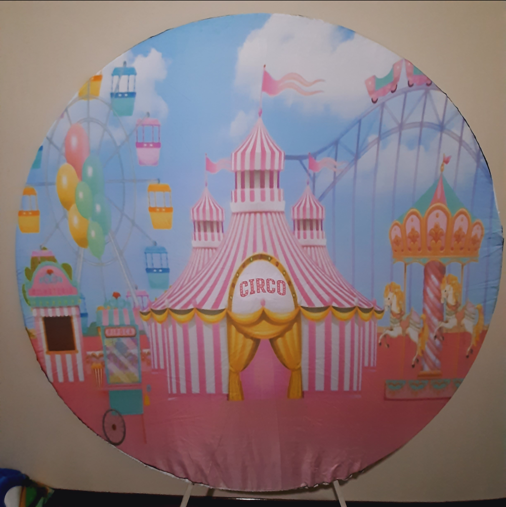 Painel Redondo Circo Rosa - Maluhe decorações 