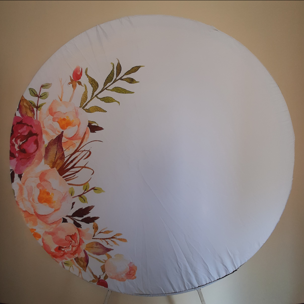 Painel Redondo Branco Com Flores - Maluhe decorações 