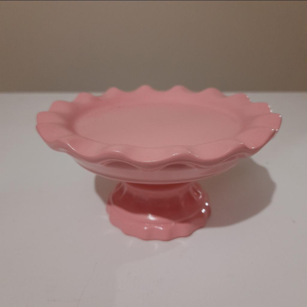 Boleira Cerâmica Tam. P Rosa Chá - Maluhe decorações 