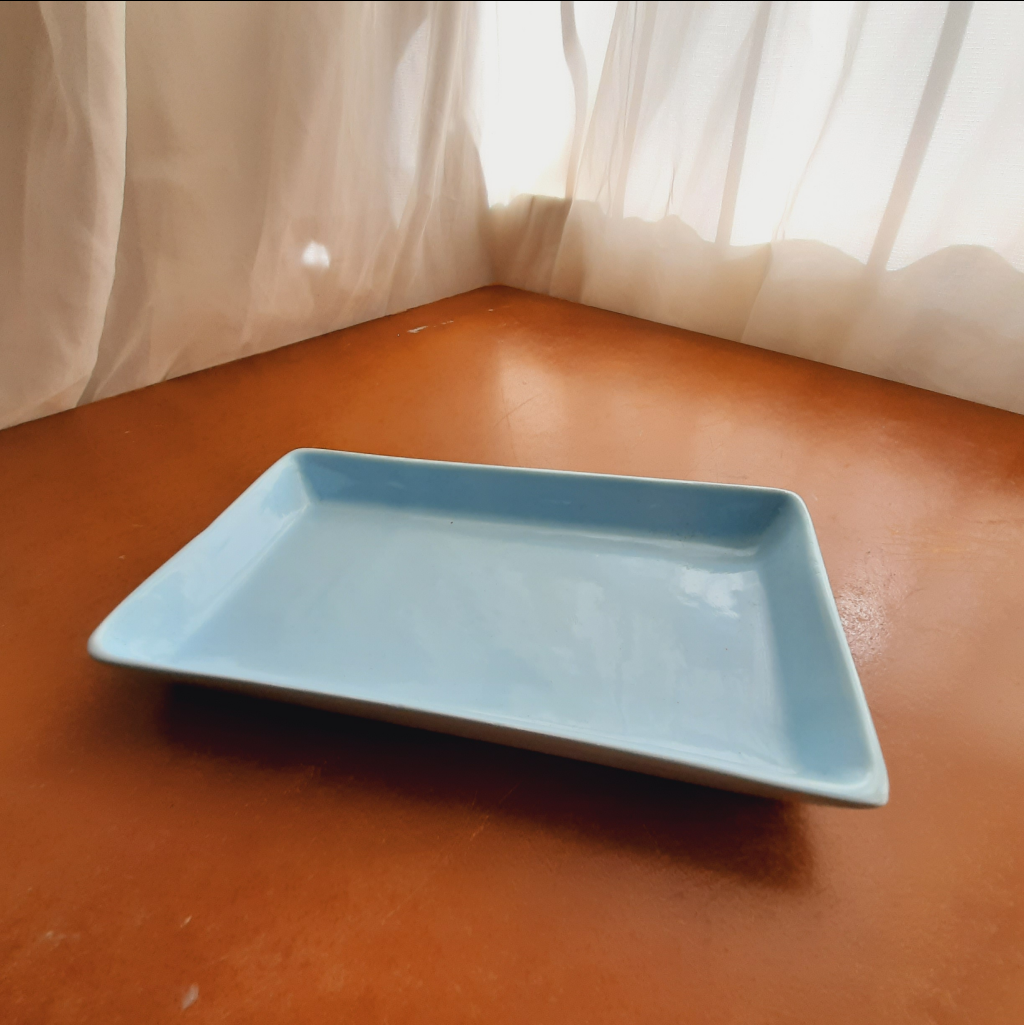 Bandeja Cerâmica Retangular Pequena Azul Bebê - Maluhe decorações 
