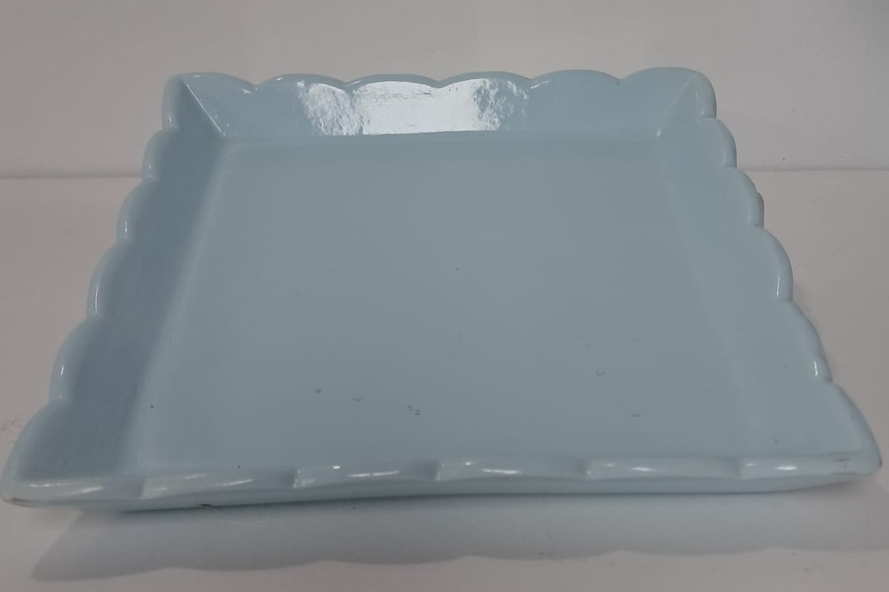 Bandeja Rasteira Quadrada Azul Candy de Louça 15Cm - Stefane Sales 