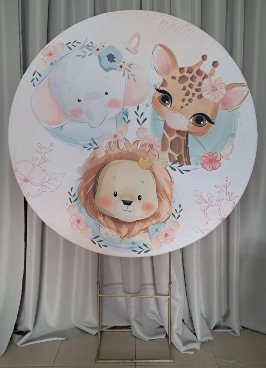 Painel Safari Baby (Girafa, Elefante, Leão) - Stefane Sales 