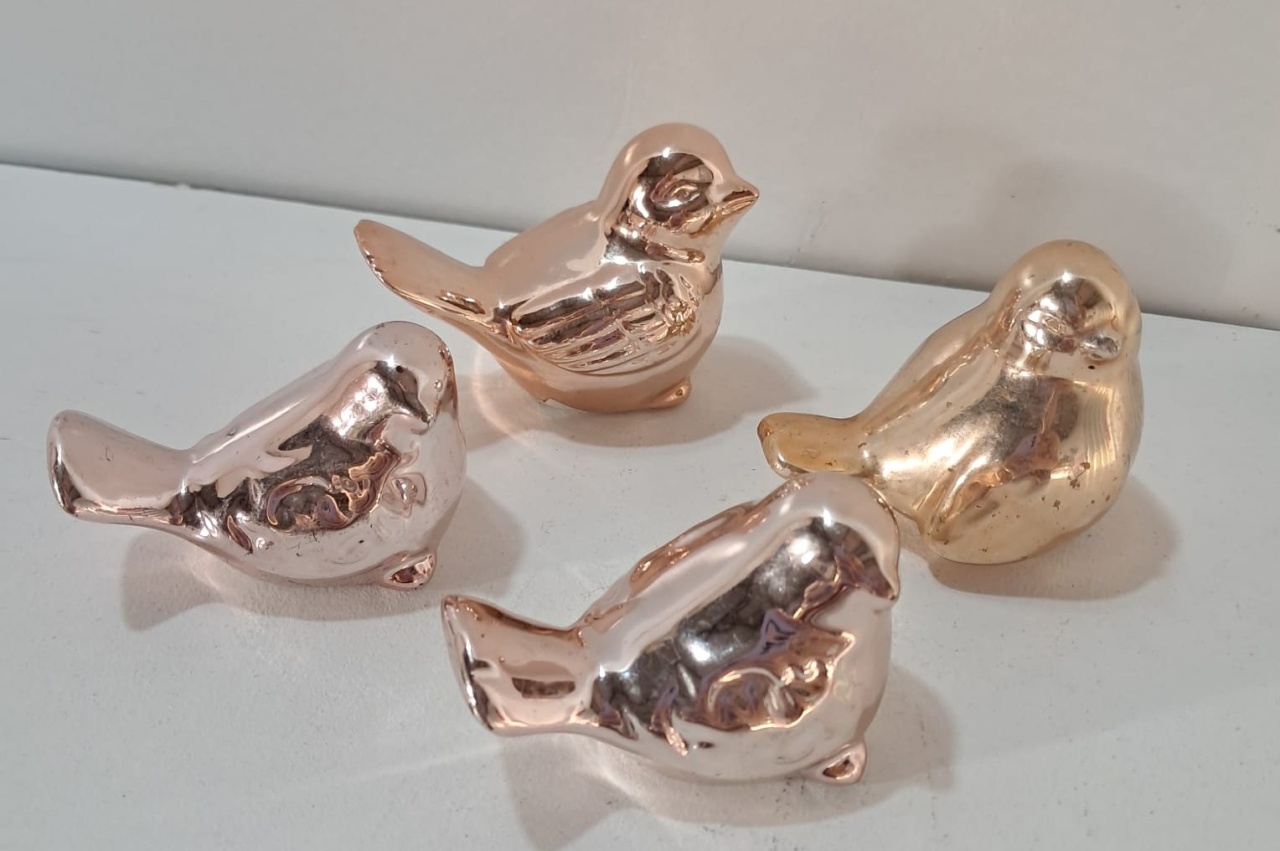 Par de Passarinhos Rose Gold de Louça - Stefane Sales 