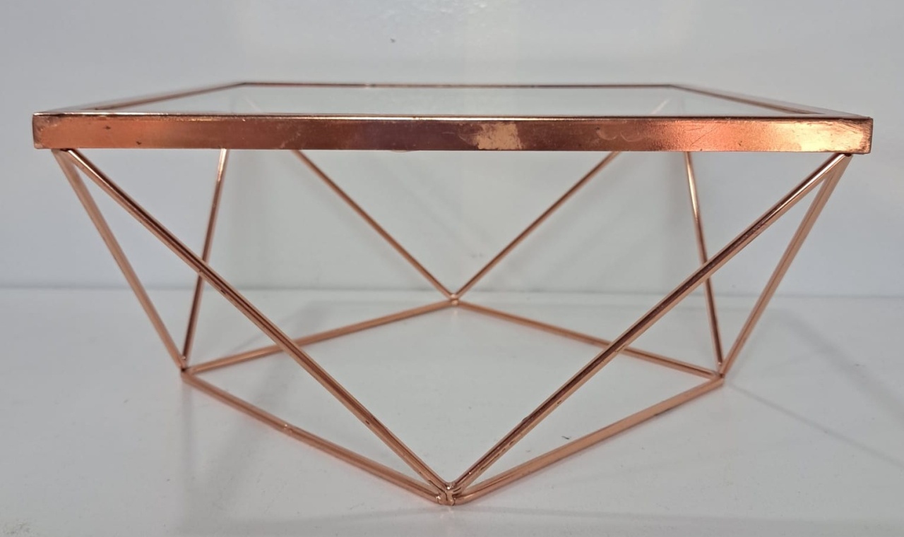 Bandeja Retangular de Metal Linha Luxo Rose Gold - Stefane Sales 