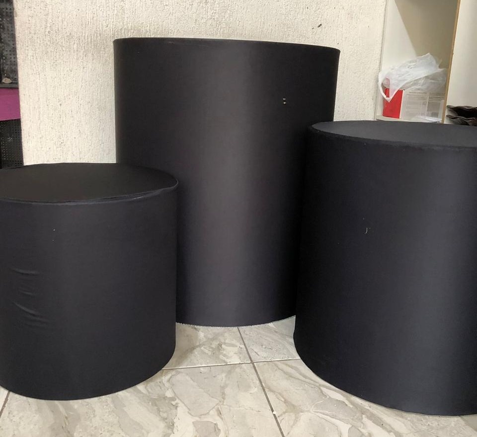 Trio de Cilindro Com Capas Lisas Pretas - Stefane Sales 