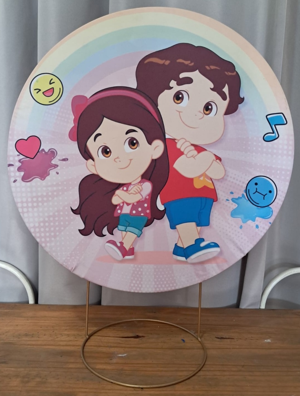 Painel de Mesa Maria Clara E Jp Fundo Rosa - Stefane Sales 