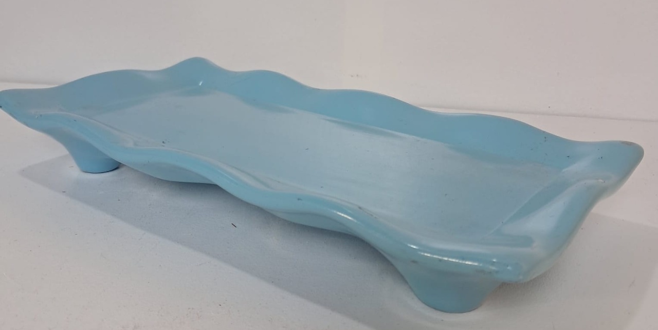 Bandeja Rasteira de Louça Babado Azul Candy - Stefane Sales 