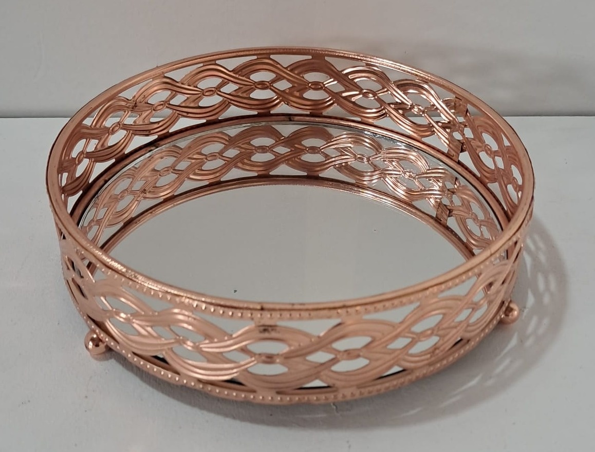 Bandeja Oval de Metal Linha Luxo Rose Gold - Stefane Sales 