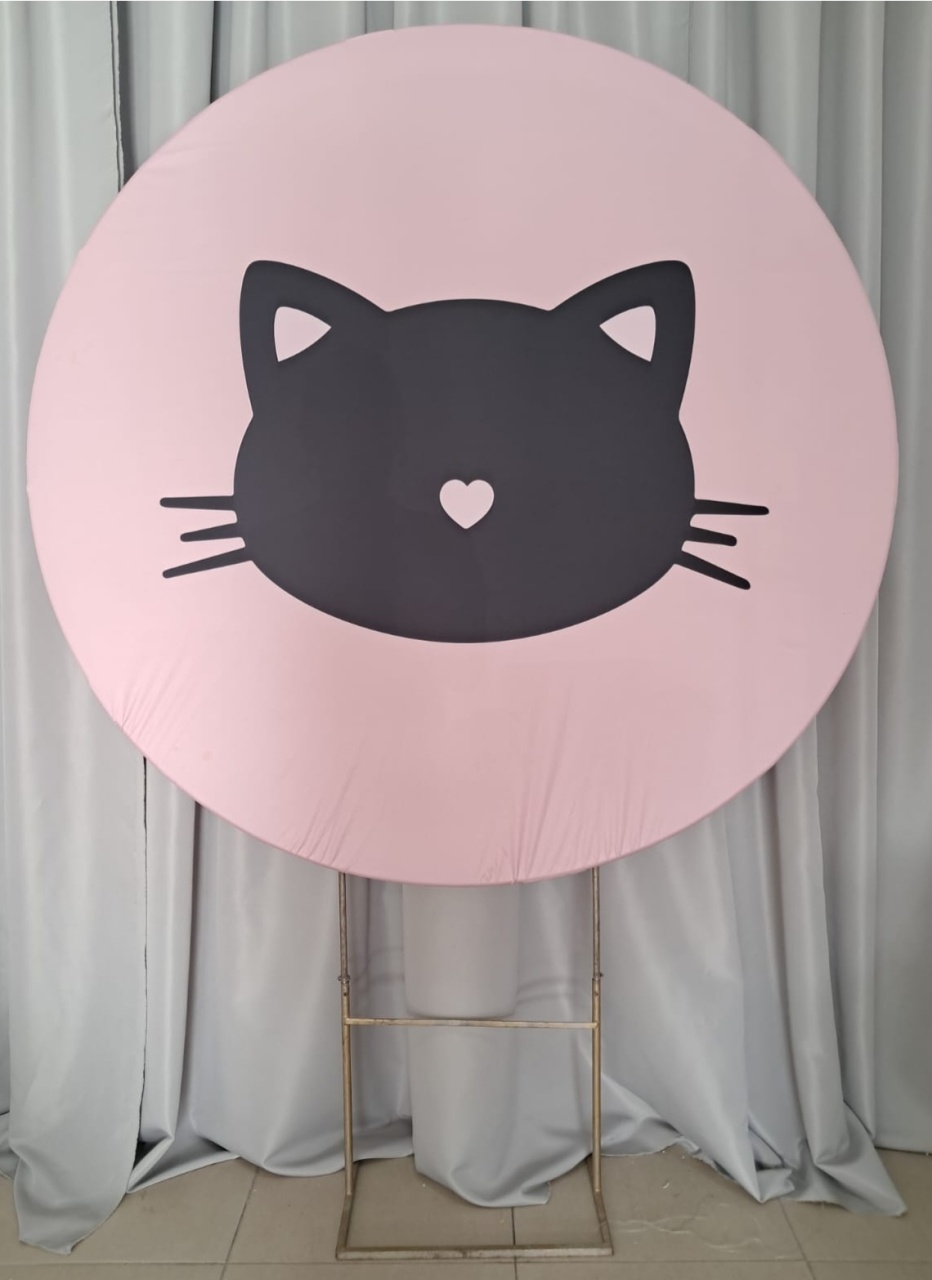 Painel Gato Com Fundo Rosa - Stefane Sales 
