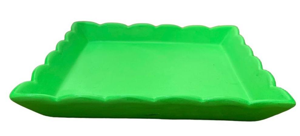 Bandeja Retangular Verde Neon de Louça - Stefane Sales 