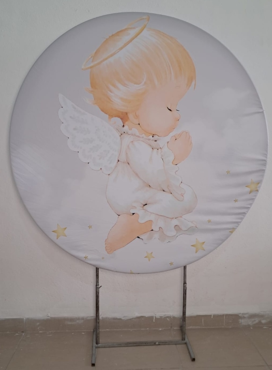 Painel Anjinho Branco Batismo - Stefane Sales 