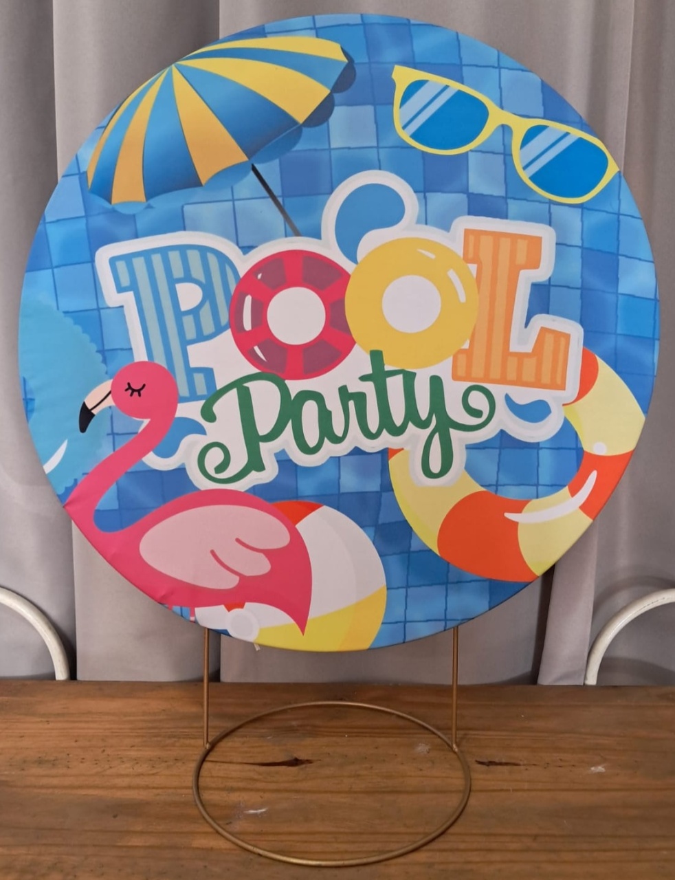 Painel de Mesa Pool Party Fundo Azul - Stefane Sales 
