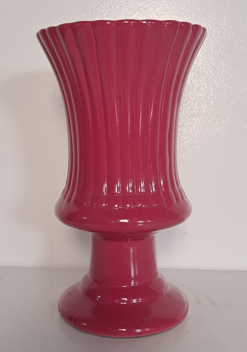 Vaso Rosa Pink de Louça 26Cm - Stefane Sales 