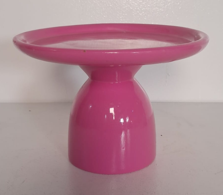 Bandeja Cone Rosa Chiclete de Louça - Stefane Sales 