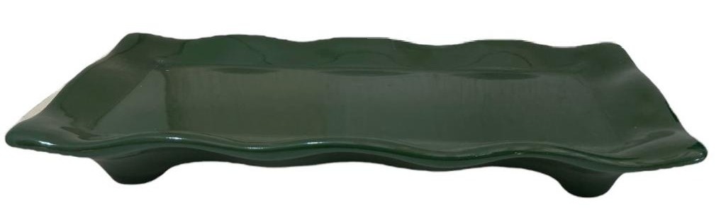 Bandeja de Onda Retangular Verde de Louça - Stefane Sales 