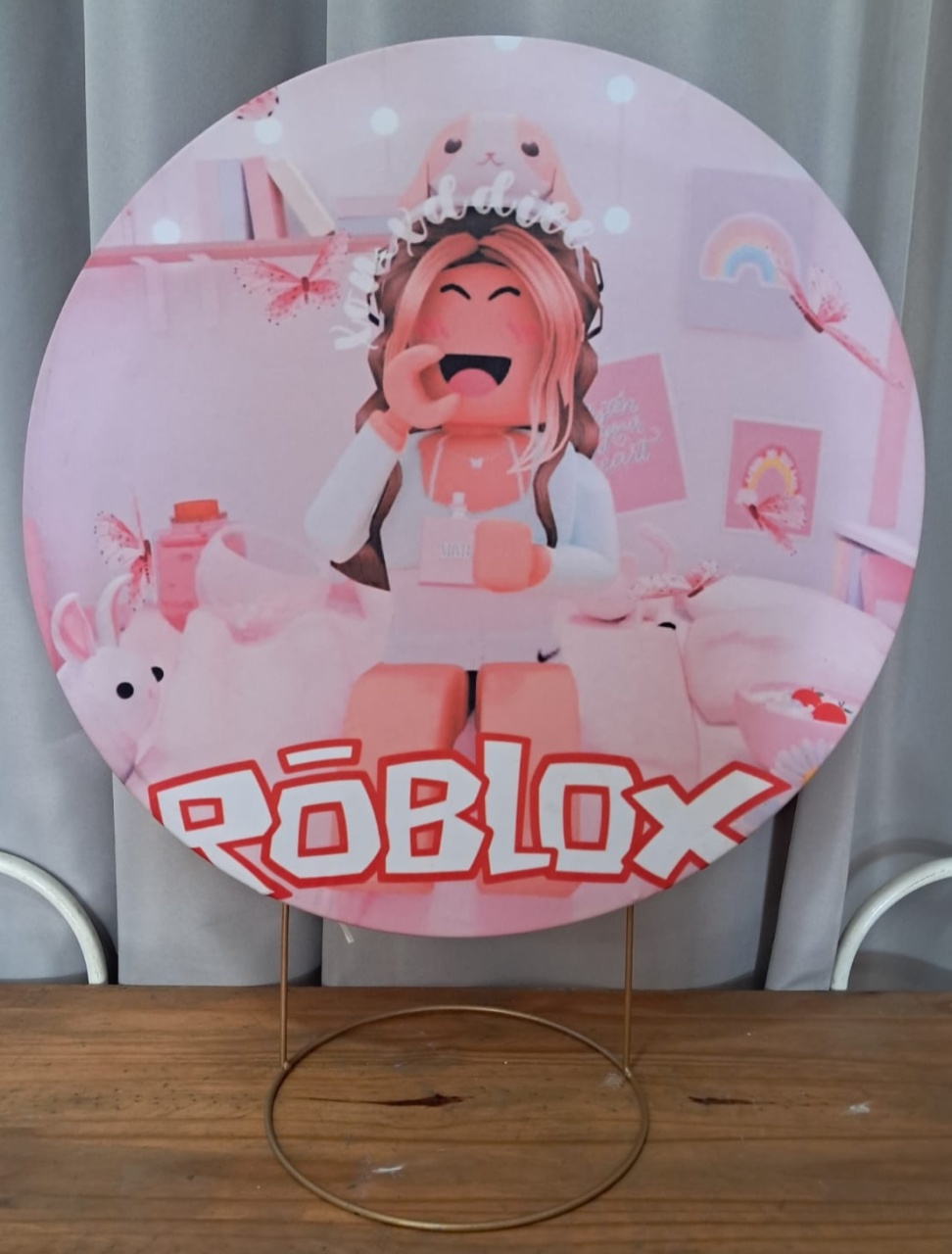 Painel de Mesa Roblox Feminino Rosa - Stefane Sales 