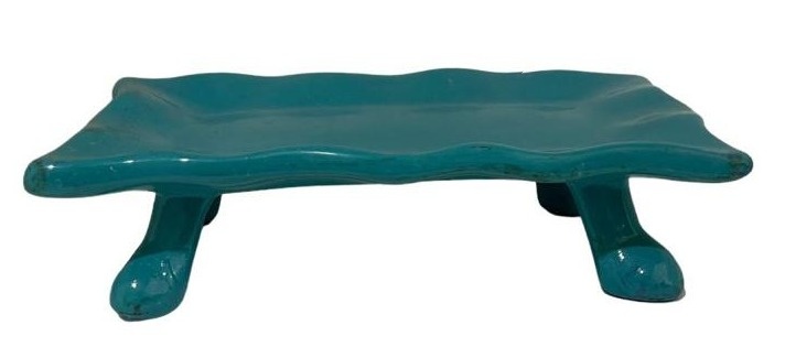 Bandeja Rasteira Verde Tiffany Com Pé de Louça - Stefane Sales 