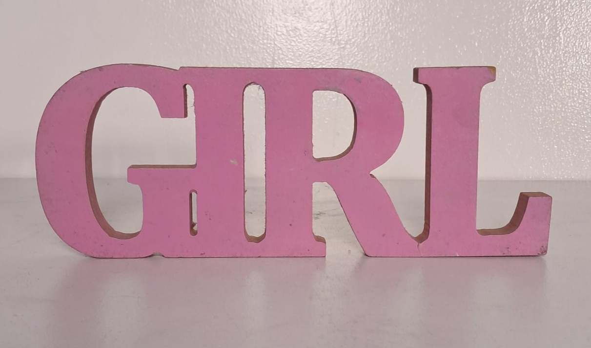 Palavra Girl Rosa de Mdf - Stefane Sales 