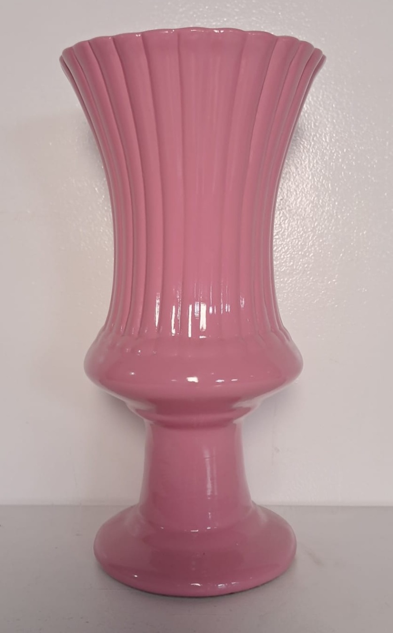 Vaso Rosa Chiclete de Louça 32Cm - Stefane Sales 