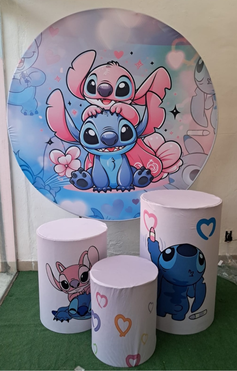 Painel E Capas Stitch Azul E Rosa - Stefane Sales 