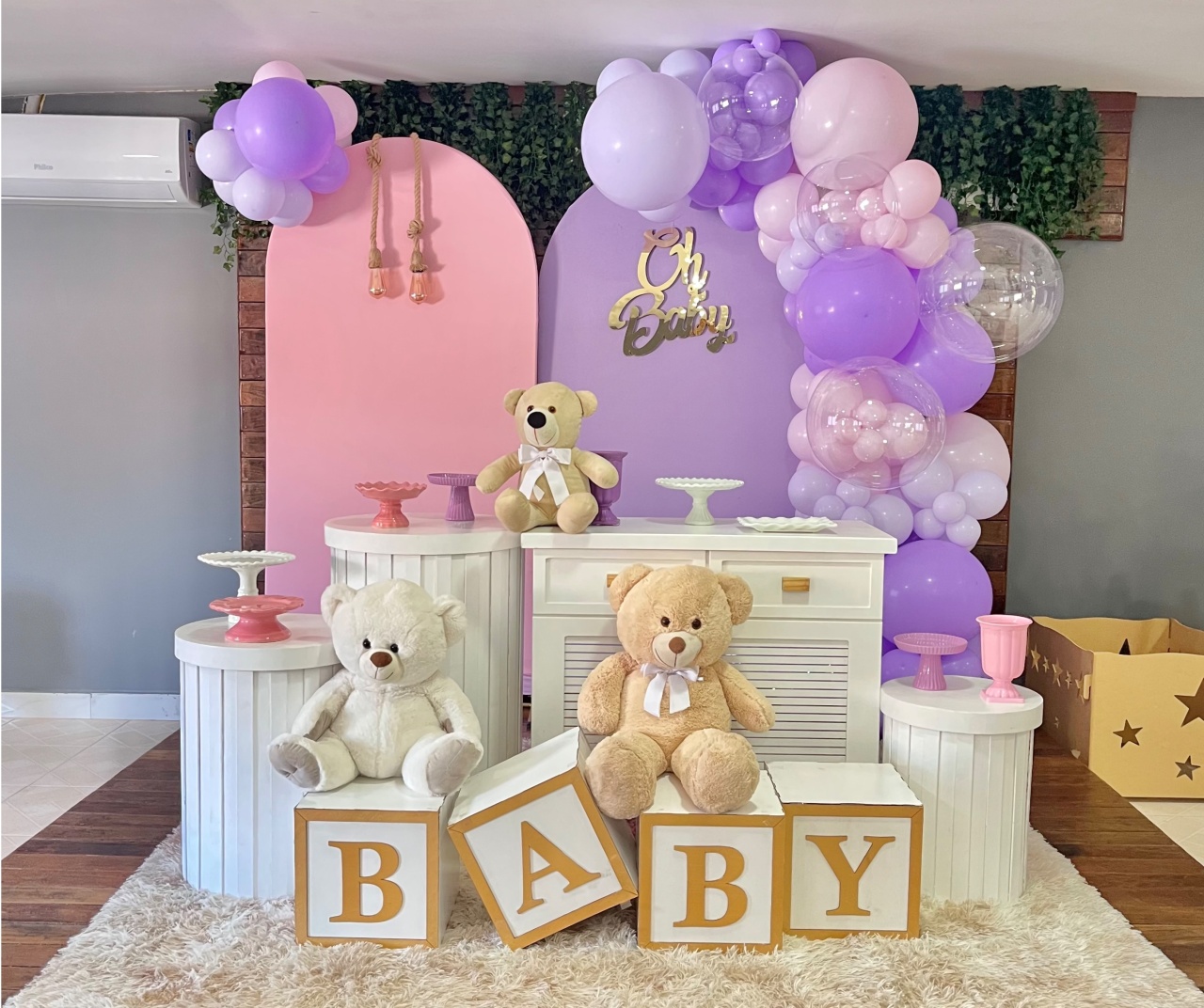 Decoração Chá de Bebê Lilás E Rosa  - Me Pegue Monte