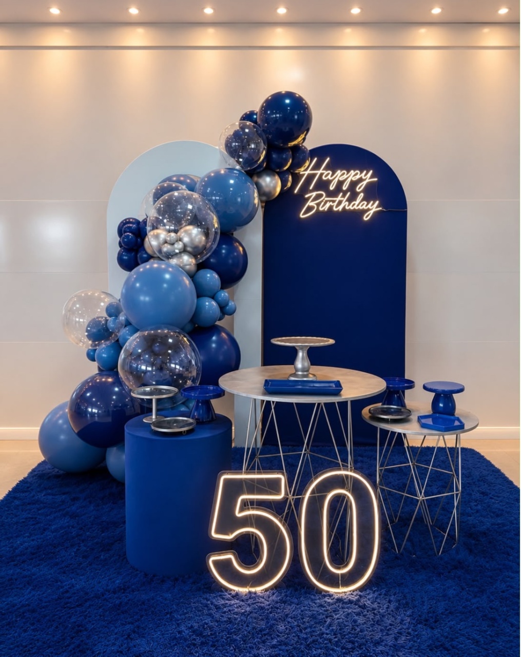 Decoração Adulto Com Balão - Azul E Prata - Me Pegue Monte