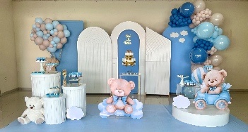 Decoração Chá de Bebê - Urso Azul E Branco  - Me Pegue Monte