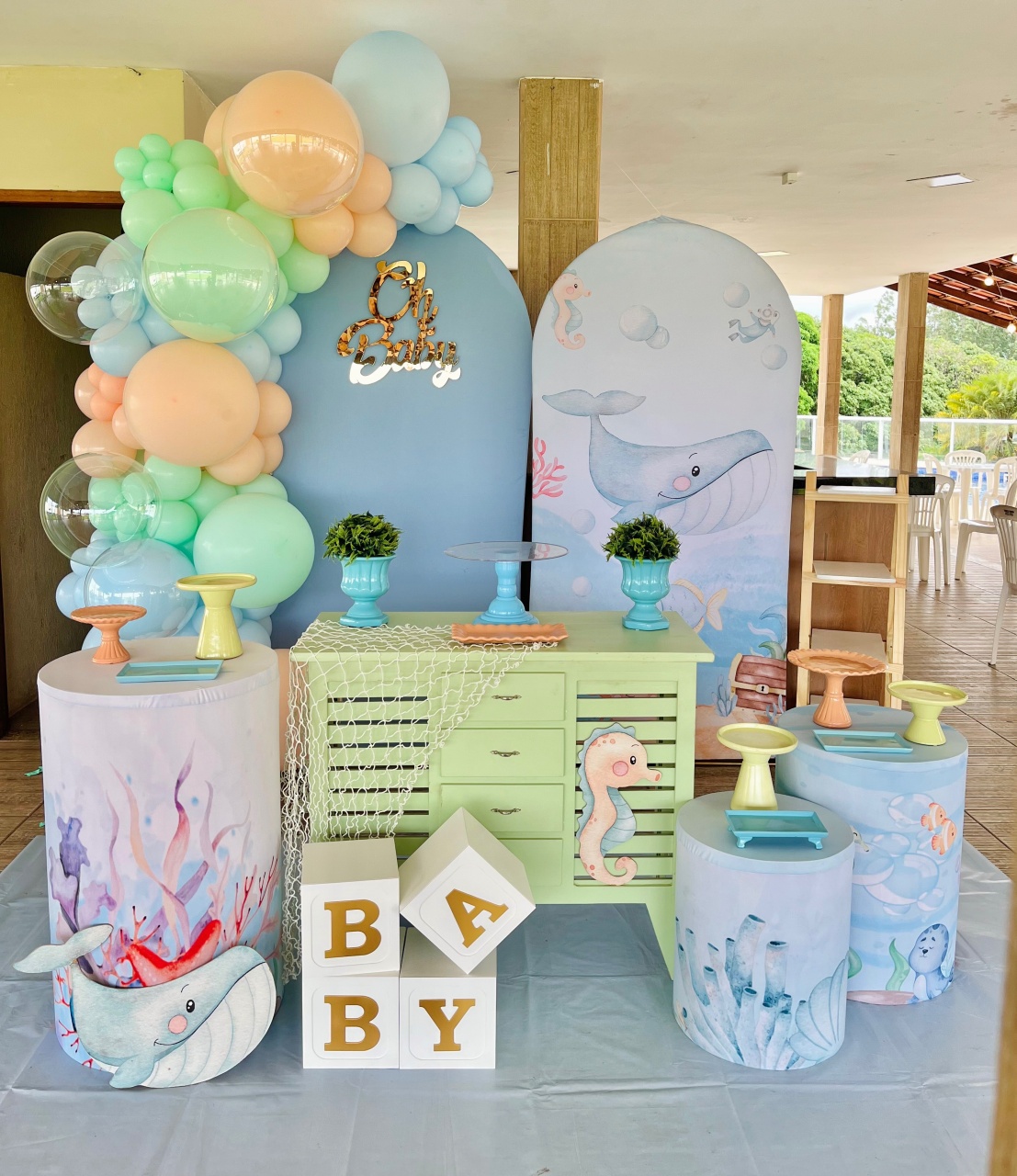 Decoração Fundo Do Mar (Chá de Bebê Ou Aniversário)  - Me Pegue Monte