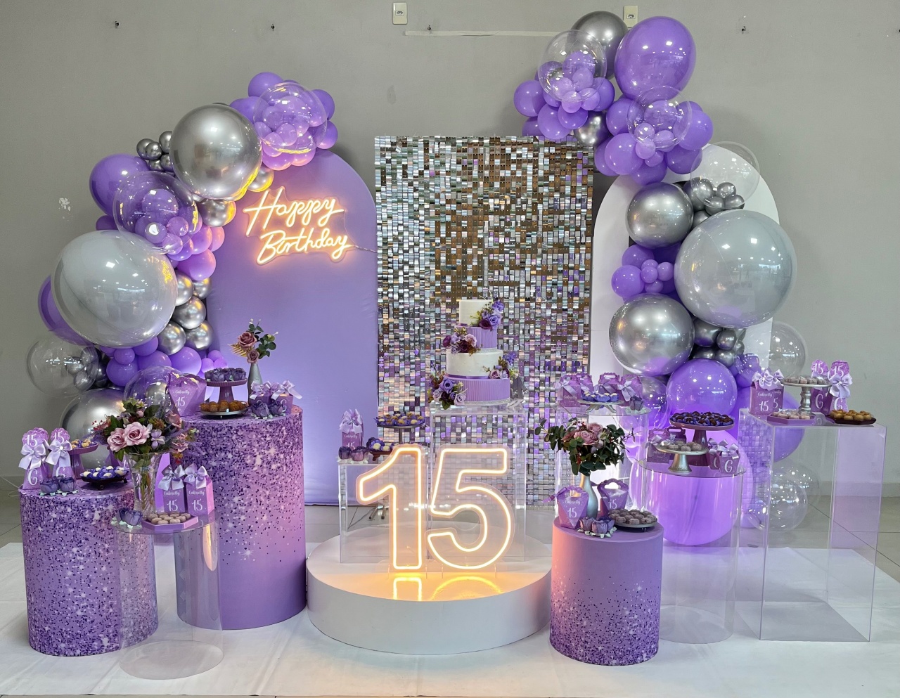 Decoração 15 Anos - Lilás  - Me Pegue Monte