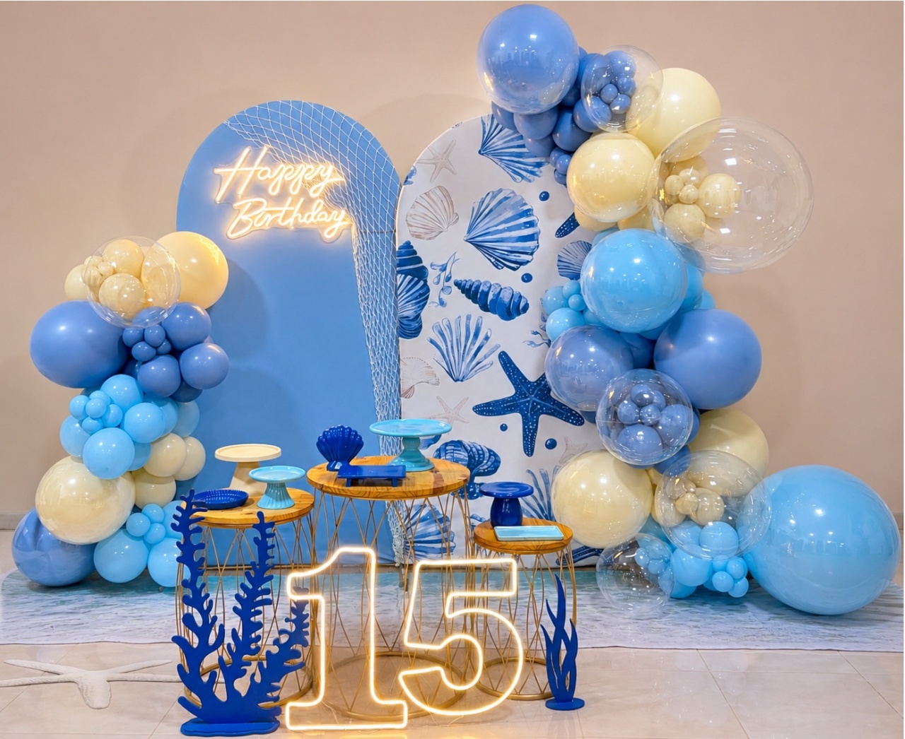 Decoração 15 Anos - Praia Azul Claro - Me Pegue Monte