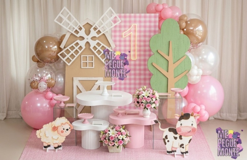 Decoração Infantil - Fazendinha Rosa - Me Pegue Monte