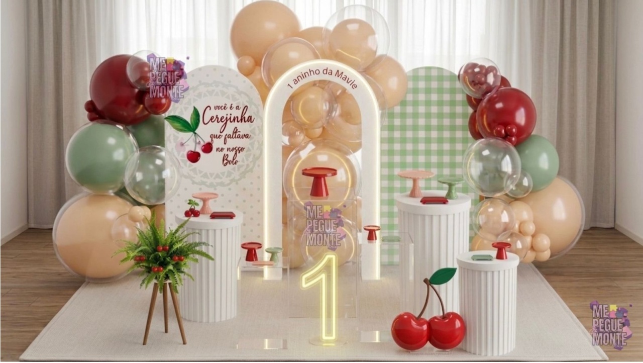 Decoração Luxo G - Cerejinha  - Me Pegue Monte