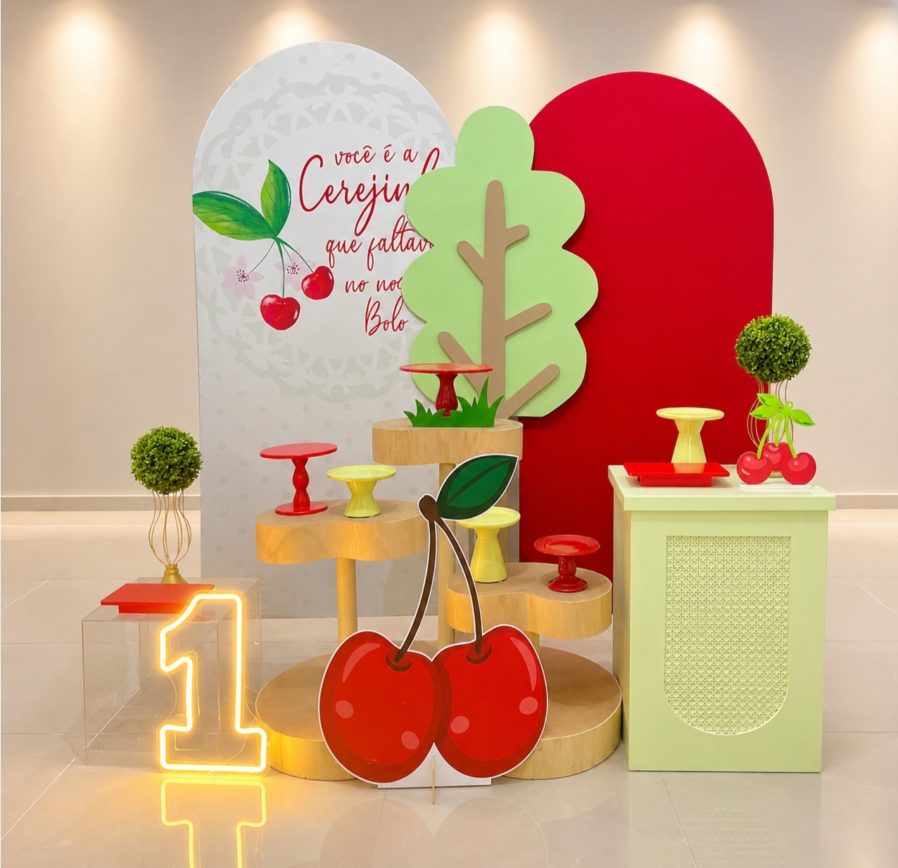 Cenário Para Decoração Infantil - Cereja  - Me Pegue Monte