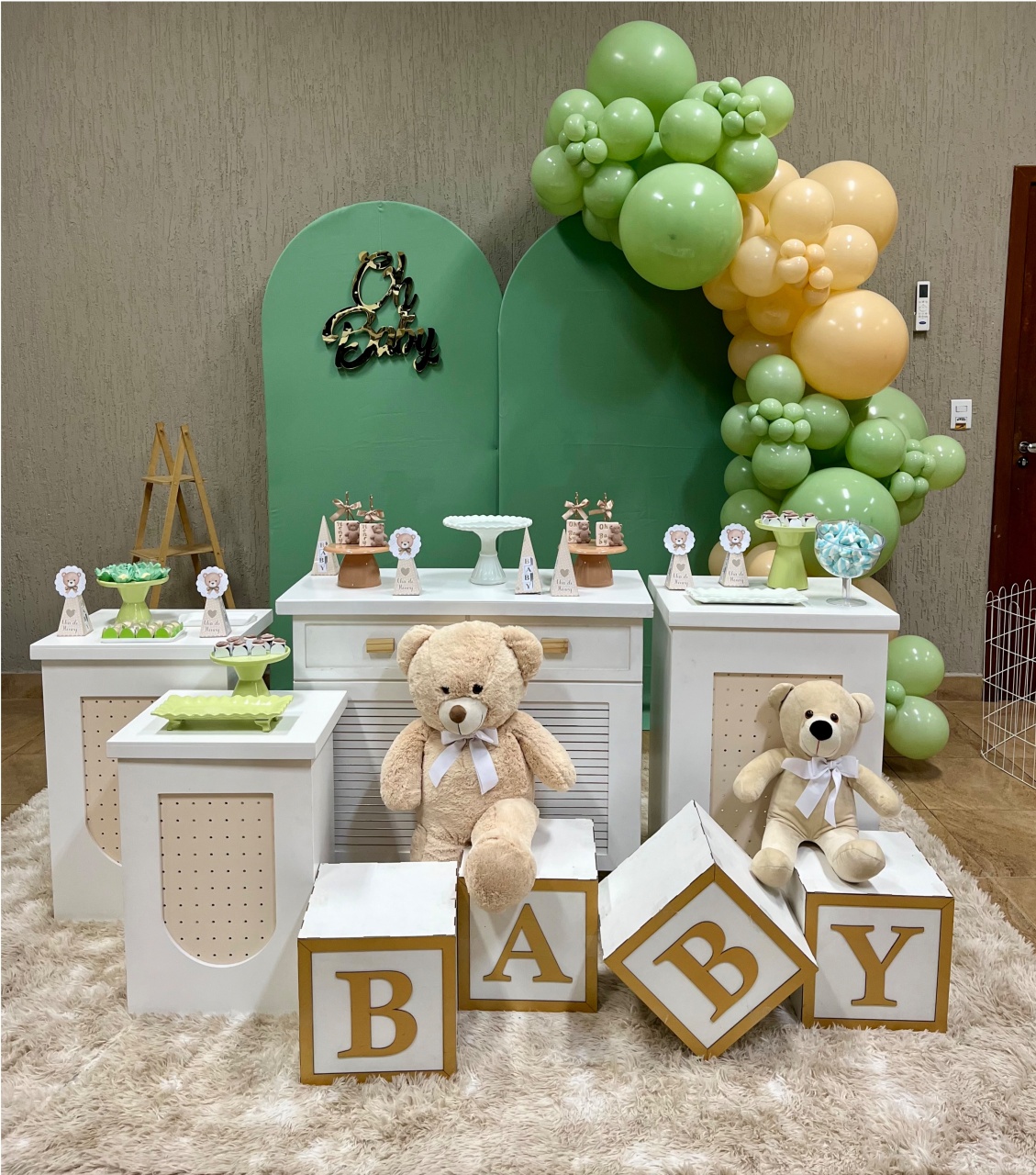 Decoração Chá de Bebê - Verde Eucalipto  - Me Pegue Monte