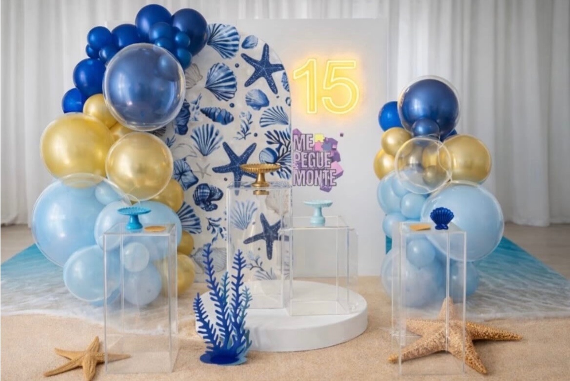 Decoração 15 Anos - Praia Mesa Acrílica  - Me Pegue Monte