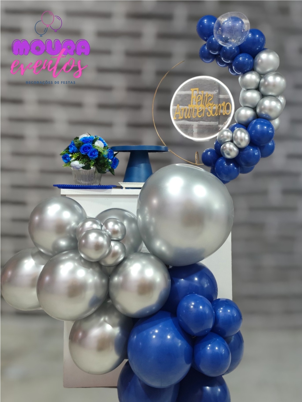 Kit Festa Na Mesa Azul E Prata - MOURA EVENTOSS