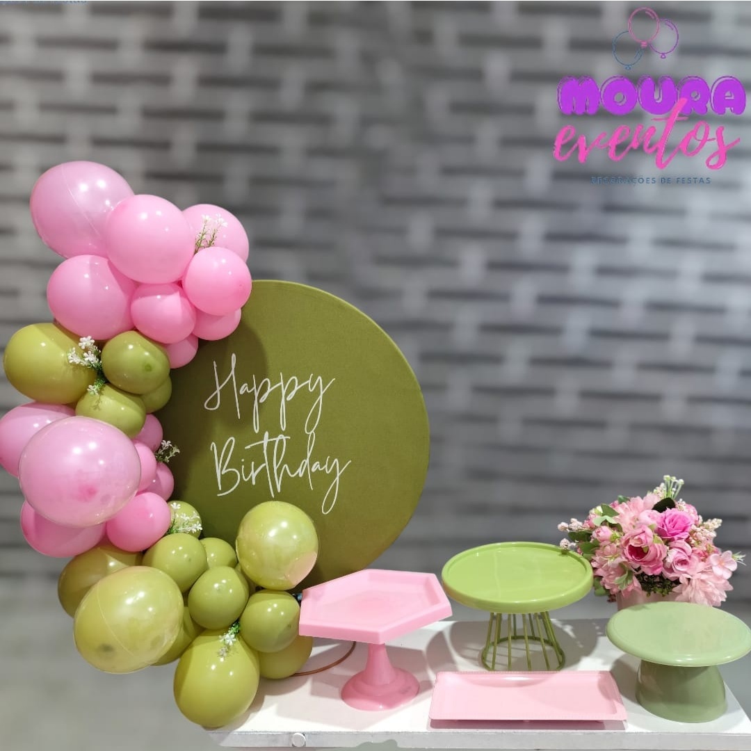 Kit Só Um Bolinho Verde E Rosa - MOURA EVENTOSS