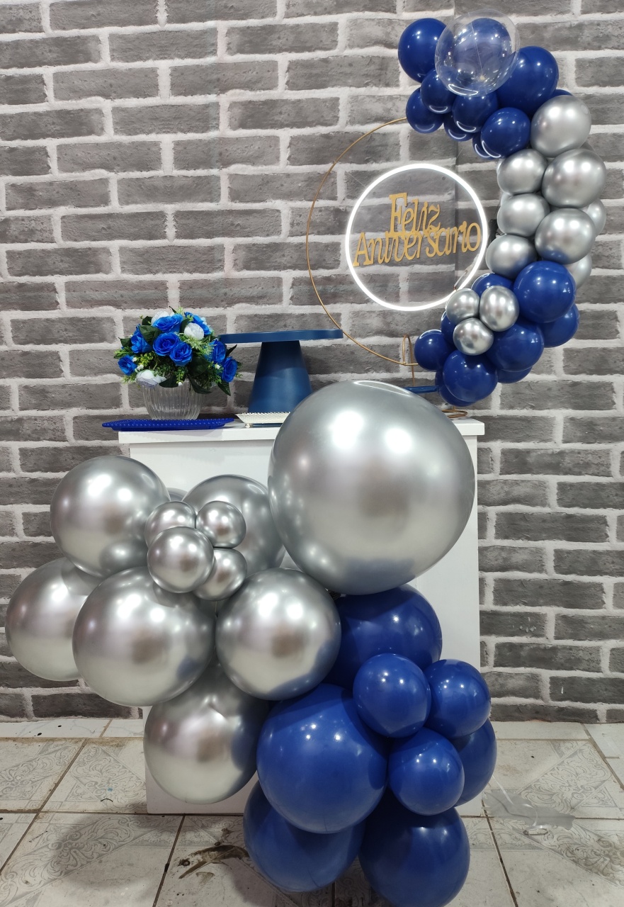 Kit Festa Na Mesa Azul E Prata - MOURA EVENTOSS