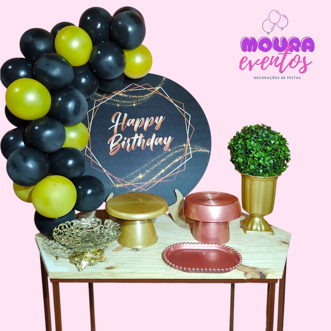 Kit Só Um Bolinho Preto E Dourado - MOURA EVENTOSS