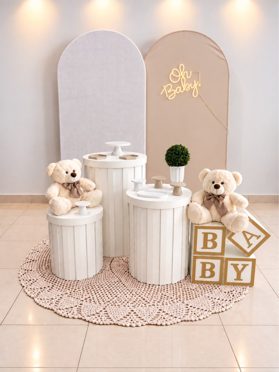 Kit Chá Branco E Nude C/ Ripado - decorbox